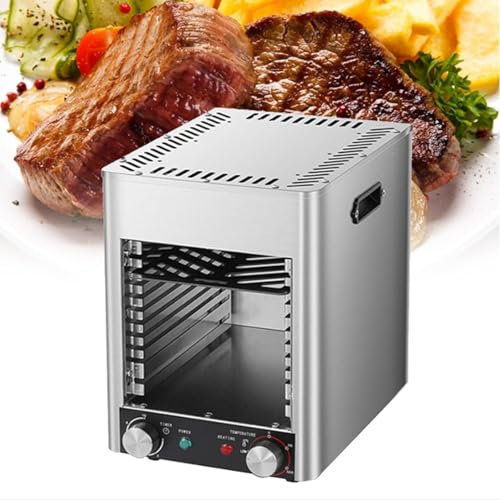 Elektrischer Steakgrill, kommerzielle 10-Lagen-Hochtemperatur-Steakgrillmaschine mit Timer, geeignet für Steak, Pizza, gegrillten Fisch, Gemüse und Obst