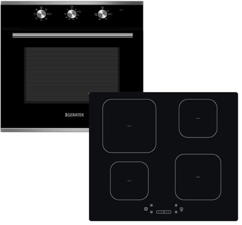 Einbauherd-Set Backofen und autarken Induktionskochfeld Heißluft Umluft Airfryer Funktion analoger Timer 60 cm rahmenloses Touch Control Timer Kindersicherung