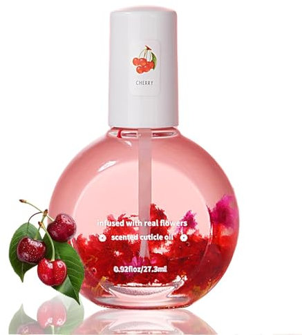 DMQ Cuticle Oil, Cherry Nail Cuticle Oil with Organic Vitamin E & B, Jojoba Cuticles Care Treatment, Moisturizes Cuticle and Skin, Strengthens Nails, Prevents Hangnails Chapped (27.3ml, Cherry)