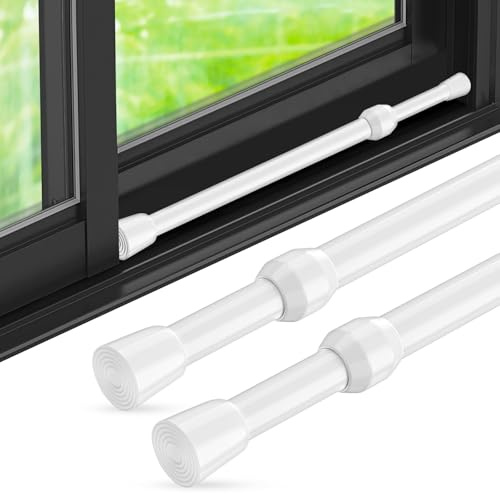 Window Security Bar 2 Pack, Adjustable Sliding Lock for Sliding Glass Doors, Safety Bars with Rubber Tips, Tension Rods 16.2-28.3, 1.2'' Diameter for Windows & Patio Doors