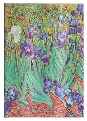 Paperblanks 13-Monatskalender 2023-2024 Van Goghs Schwertlilien | Horizontal | Midi (126 × 180 mm)