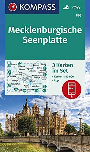 KOMPASS Wanderkarte Mecklenburgische Seenplatte: 3 Wanderkarten 1:60000 im Set inklusive Karte zur offline Verwendung in der KOMPASS-App. Fahrradfahren. (KOMPASS-Wanderkarten, Band 865)