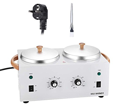 Calentador de cera,Caliente de Parafina Salon Spa Dual Pot Depilatoria de cera Calentador de la Máquina 220V