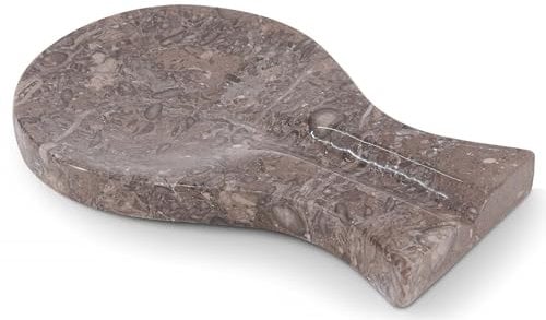 RADICALn - Repose-cuillère gris océanique fait à la main en marbre - Repose-ustensiles pour grande spatule, louche, fourchette - Sans céramique - Organiseur de cuisine - Porte-cuillère pour plan de