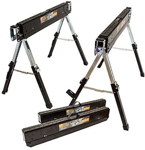 LEMODO Premium Arbeitsbock höhenverstellbar | Klappbock 2er Set | Montagebock mit 580 kg Tragkraft | Unterstellbock mit praktischem Tragegriff und ausklappbaren Halterungen zur Holzbearbeitung, Holz