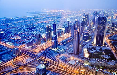 LHJOYSP Geschenke Junge 3D Puzzle 1000 Teile Stadt Architektur Straße Dubai Night City Vereinigte Arabische Emirate 75x50cm