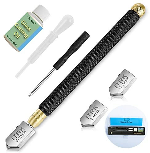 Taglierina per vetro da 2-20 mm, con olio per tagliare il vetro, con punta al carburo a matita oleata per il taglio di specchi, piastrelle e mosaici.