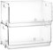 Nicunom 2 Pack Stackable Plastic Storage Bins Open Front, Clear Pantry Organizer Bins Household Food Storage Bin for Kitchen, Countertops, Cabinet, Shelf, Fridge,Pantry
