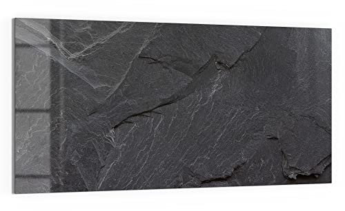 DEQORI Glas-Magnettafel | 100x50 cm groß | Motiv Schiefersteinoptik | Memo-Board aus Glas | Magnetboard inkl. Magnete, Stift & Tuch für Küche & Büro | Tafel magnetisch & beschreibbar