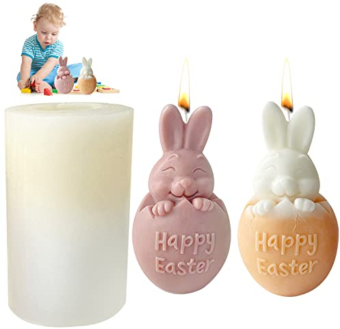 Kerzen Silikonform Ostern, 3D Silikonform Hase, Gießform Ostern Kaninchen Silikonformen, Kerzenform Silikon Für Diy Seife, Kerzen, Keks, Schokoladenkuchen, Silikonform Ei Haus Dekoration