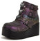 LUCKY STEP Stivaletti con Plateau per Donna - Punta Tonda Cerniera Zeppa Tacco Suola Spessa Fibbia (Blu Marino Riflettente, 10US-41EU-8UK)