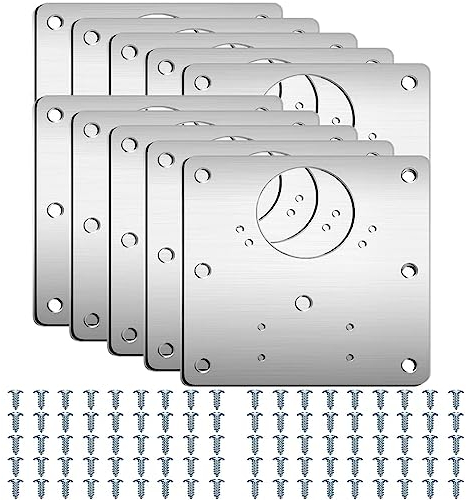 10 Pcs Hinges Repair Plate, Stainless Steel Hinges Repair Brackets with Holes, Kitchen Cupboards Cabinets Doors Fixing Joining Mending Brackets with 90 Pcs Customized Screws