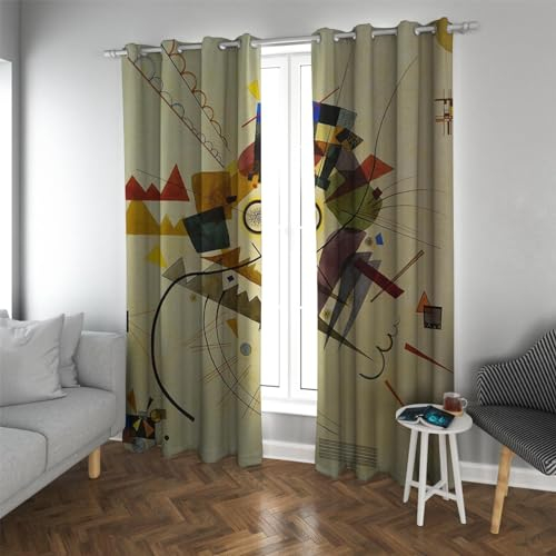 PARREN Cartoon Bilder Kinder Verdunkelungsvorhang Wassily Kandinsky Stil Drapes Wärmeisolierter waschbarer schallisolierter Vorhang für Jugendzimmer 160x140cm