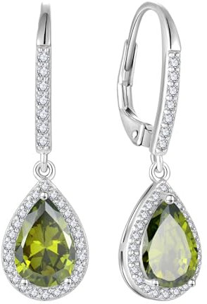 FJ Tropfen Hängend Ohrringe Damen 925 Sterling Silber Peridot Ohrringe August Geburtsstein Schmuck Geschenke für Frauen Mutter Freundin Mama