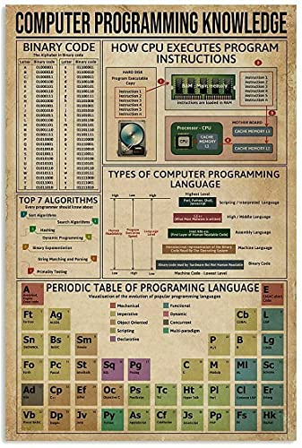 Metall-Blechschild mit Computer-Programmierkenntnissen, wie CPU Programmanweisungen ausführt, Retro-Druck, Poster, Schule, Café, Bar, Schlafzimmer, Badezimmer, Küche, Zuhause, Kunst, Wanddekoration