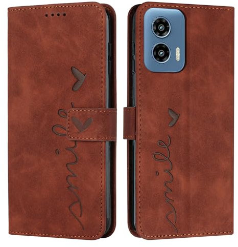 EATCYE Coque pour Motorola Moto G34 - Étui Housse en Cuir PU, Magnetique Flip avec Pochette de Portefeuille, Protection (#Marron)
