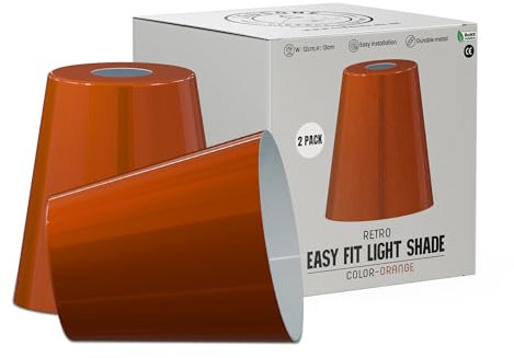 LEDSone Industrielle Decken-Pendelleuchtenschirme, Lampenschirme im Retro-Vintage-Stil zum Aufhängen von Deckenleuchten (Orange 2er-Pack)