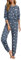 Ekouaer Ensemble de Pyjama Femme Coton Pyjama à Manches Longues Pyjama Hiver avec Col Rond Imprimé Étoiles