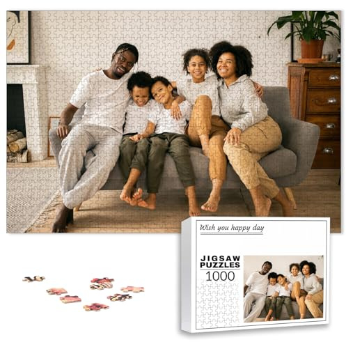 PSUNEY Puzzle Personnalisé Cadre Photo 35/70/120/200/300/500/1000/1500/2000/3000 Pièces Personnalisez Votre Image Cadeaux pour Adultes Famille Enfants Amis Anniversaire