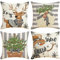 VEEKAY Weihnachten Kissenbezug,4er Set Weihnachtsdeko Kissenhülle 50x50cm,Wendemuster,Leinen Dekorative Zierkissenbezüge,Dekokissen Weihnachtskissenbezug für Sofa Couch Schlafzimmer Wohnzimmer