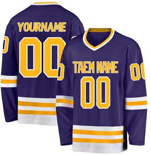 Hockey-Trikot, personalisierbar, mit Ihrem Namen, Team/Nummer, Hockey-Trikot mit Namen, geeignet für Geschenke für Kinder und Erwachsene, Stil 5 KAN0827A, violett, One size