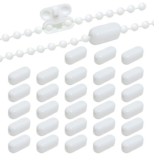 SMCEHEYA 30 Pcs Roller Blind Cord Connector Clips for Roman and Vertical Window Blinds Plastic Ball Chain Blind Chain Connector Fits 4.5mm Replacement Blind Chain Connector