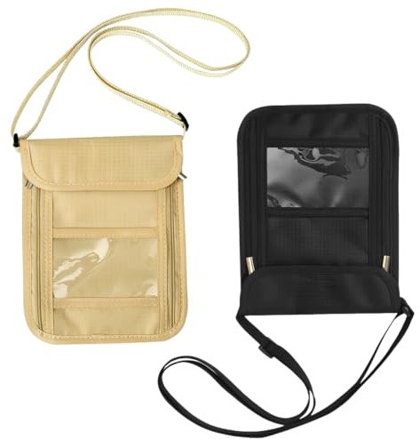 ZUWIJEQ 2 Porta passaporto con collo Portadocumenti da Collo Borsello da Viaggio Borsello da Viaggio con Custodie Protettive per Carte Passaporto e Contanti etc, borsa antifurto con scomparti multipli