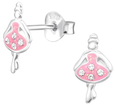 Monkimau Ballet Kinder Ohrringe | 925 Silber | Mädchen Ohrstecker Schmuck | Hypoallergen & Nickelfrei | Kinderohrringe Geschenkidee