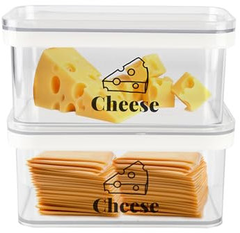 Set mit 2 Käsebox Kühlschrank - Aufschnittboxen für Kühlschrank Aufbewahrungsbox mit Deckel - Käsescheiben Wurst und-Stücke Frischkäse-Kühlschrank Lebensmittel Aufbewahrungsbox 16.5 x 10 x 8 cm