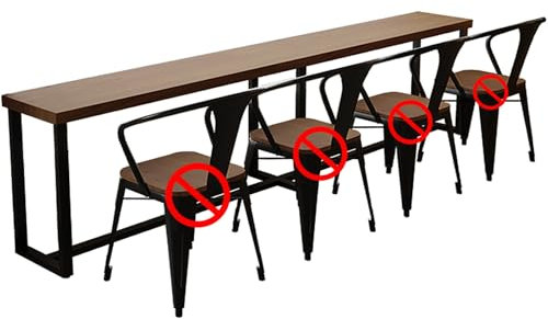 Industrieller Esstisch Aus Holz Moderner Küchentisch Aus Massivem Kiefernholz Rechteckige Tischplatte Möbel Mit 4 Schwarzen Metallbeinen Für Esszimmer, Küche, Freizeit-Couchtisch – Braun(200x40cm/79x1