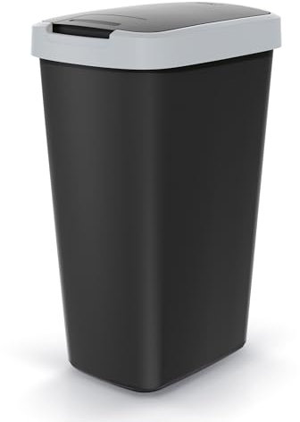 Spetebo Kunststoff Mülleimer eckig schwarz - 45 Liter - Abfalleimer mit Schwing-Klapp-Deckel - Mülltonne Papierkorb Abfallsammler Müllbehälter Mülltrennung Recycling Tonne mit Deckel