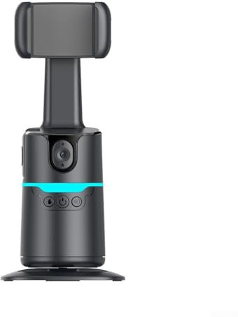 Treppiede auto a 360 gradi per tracciamento facciale, treppiede per telefono da viaggio con telecomando e controllo gestuale, per registrazione video per Vlog (nero)