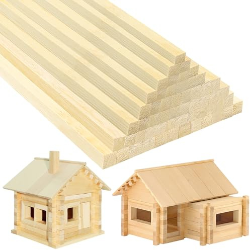 DOITEM Lot de 45 bâtons carrés en bois naturel – 10 mm x 10 mm x 20 cm – Extra longs en bois solide brut pour sucettes et loisirs créatifs – Tiges pour art, projets de bricolage et artisanat du bois
