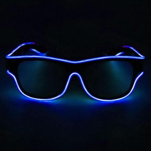 YUANYUYING LED-Brille, kabellose LED-Partybrille, USB-aufladbar – 3 Leuchtmodi (Dauerlicht/langsames/schnelles Blinken) | Leuchtende Sonnenbrille für Raves, Konzerte, Festivals
