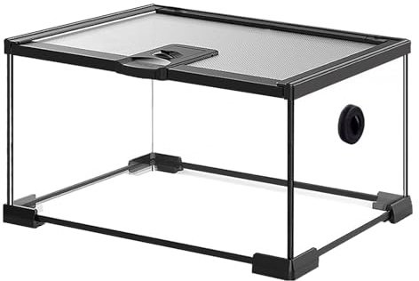 Craftsboys Terrarium aus Glas für Reptilien-Terrarium, Netz-Oberseite, vollständige Sicht für Eidechsen, gehörnte Frösche, Schlangen, Spinnen (L 50,8 x 30,5 x 24,9 cm)