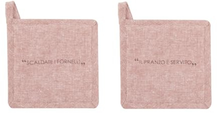 KASANOVA Set 2 presine 17x17 cm ruggine con scritta in misto cotone rosso