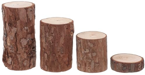 JUMPLAWN 4 Stück Hamsterkäfig Holzstämme Naturholz Baumstumpf Dekoration 4cm Ø Verschiedene Stärken Käfigzubehör für Nager Kleintiere
