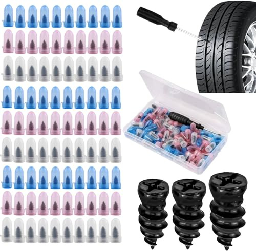 90PCS Tyre Repair Kit Rubber Nails,Car Tyre Puncture Repair Kit with Screwdriver, Universal Tyre Repair Kit for Car, Motorcycle, Motorbike, Emergency Puncture Repair Tools(30 S+30 M+30 L)