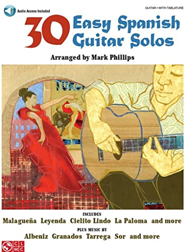 30 Easy Spanish Guitar Solos: Noten, Sammelband für Gitarre (Book & Audio Access): Guitar With Tablature