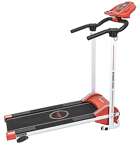 Cecotec RunnerFit Step Laufband, schwarz. 12 voreingestellte Programme, LED-Display, 10 km/h, mit Lautsprecher, magnetisches Sicherheitssystem, zusammenklappbar, 1000 W. (Rot)