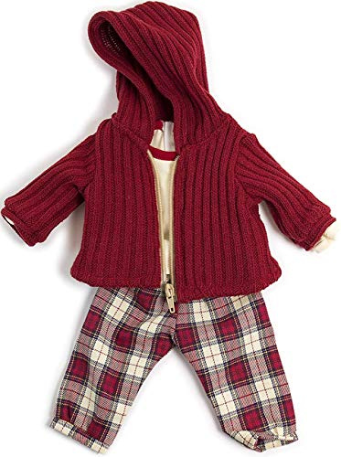 Miniland Set Puppenkleidung 40cm, Hose, T-Shirt und Strickjacke mit Kapuze
