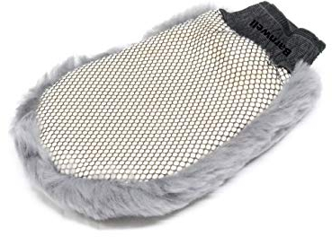Barnwell Waschhandschuh mit Lammfell, Hochflor, Grau mit Insektennetz, Lammfell, für Autos, Vans, Reinigung