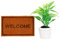 Odoria 1/12 Scale Dolls House Miniature Welcome Mat and Plants Dollhouse Accessories