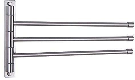 GERZWY Badetuchhalter, schwenkbarer Handtuchhalter, SUS 304 Edelstahl, Handtuchhalter, 3 Stangen, klappbarer Arm, Drehgelenk, Wandhalterung, gebürstete Oberfläche