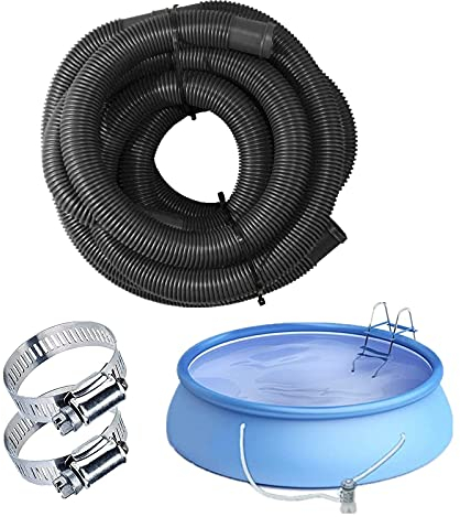 BBYU Poolschlauch 32mm Schwarz 1.5M mit Klemme & Wasserdichtes Klebeband I Pool Schlauch I Pool Ersatzschlauch I Schwimmbadschlauch I Wasserschlauch Flexibler (Schwarz, 1.25 X 59 zoll)