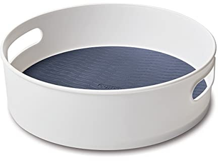 Copco Non-Skid Pantry Cabinet Kitchen Refrigerator Storage Turntable, 12-Inch, White and Blue