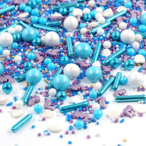 Streusel Ocean Girl Meerjungfrau Mix 90g weiss flieder blau von STREUSEL GLÜCK bunte Sprinkles Zuckerstreusel perfekt für Kindergeburtstag Geburtstag Mermaid Mädchen Cupcakes Muffins