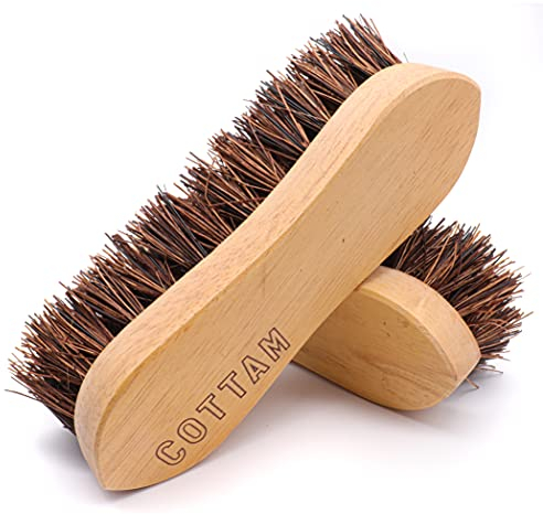 COTTAM Hand Scrubbing Brush (x2) | Hand Scrubber | Deck Scrub | Eco - 100% Natural Bassine (Bristle) & Wood
