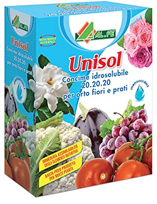 AL.FE kg. 1 UNISOL Concime Universale idrosolubile 20-20-20 per orto e Fiori. Contiene Tutti Gli Elementi nutritivi compresi i microelelemti per Fioriture e Raccolti abbandonati