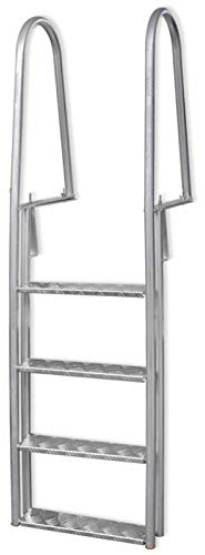 Voupuoda Steg-/Poolleiter 4-stufig Aluminium 167 cm Schwimmbad Leiter Pool Leiter Sicherheitsleiter für Becken